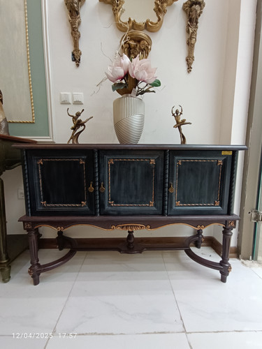 تمام چوب رنگ زغالی ، زرشکی با پتینه طلایی